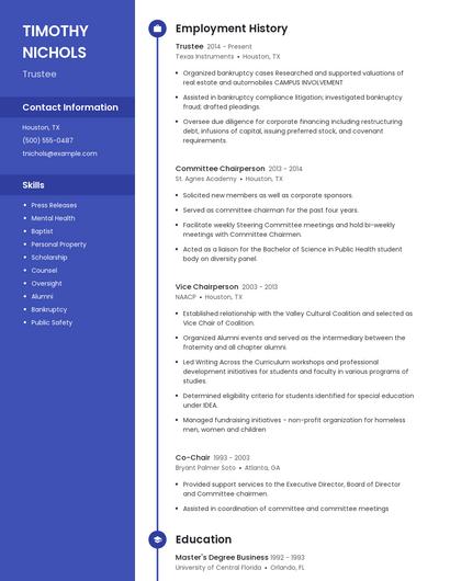 Trustee Resume
