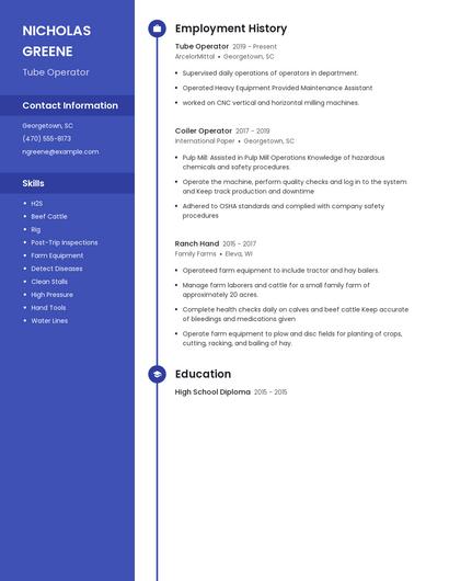 Tube Operator Resume
