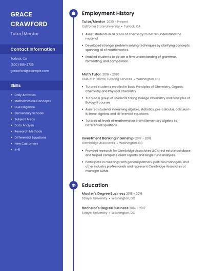 Tutor/Mentor Resume
