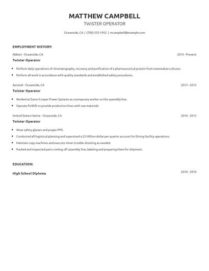 Twister Operator Resume