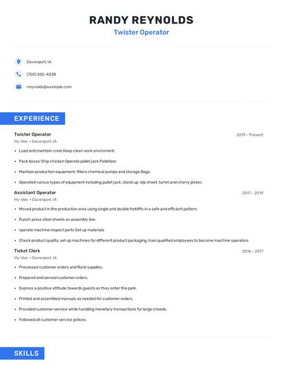 Twister Operator Resume