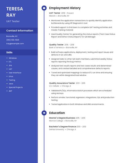 UAT Tester Resume