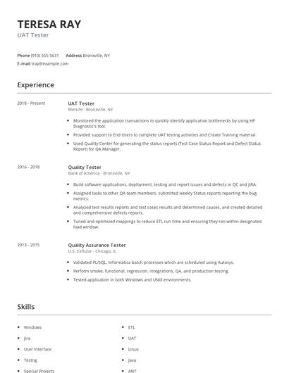 UAT Tester Resume