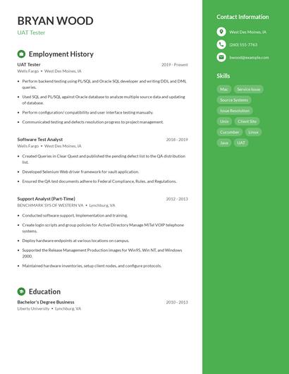 UAT Tester Resume