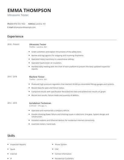 Ultrasonic Tester Resume
