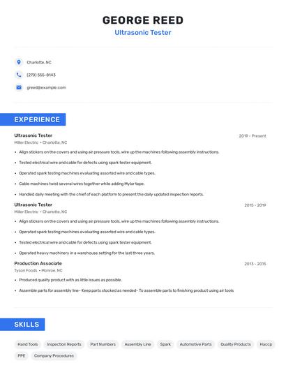 Ultrasonic Tester Resume