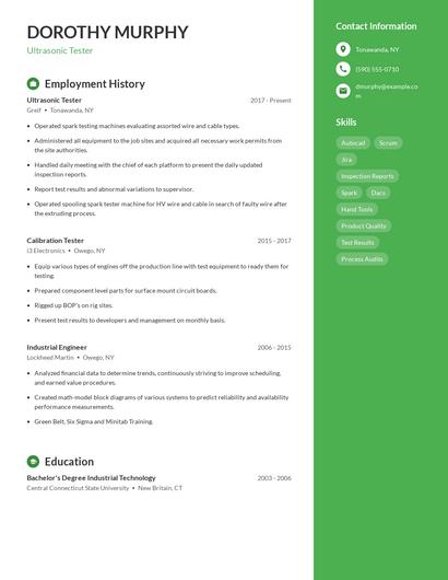 Ultrasonic Tester Resume