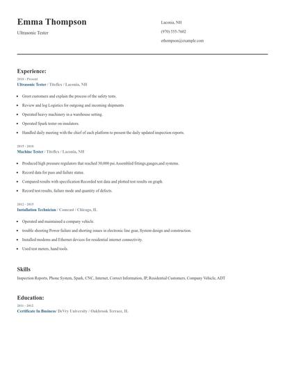 Ultrasonic Tester Resume