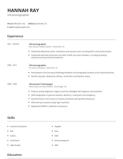 Ultrasonographer Resume