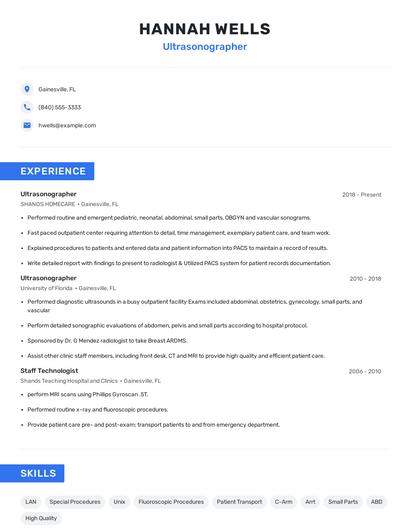 Ultrasonographer Resume