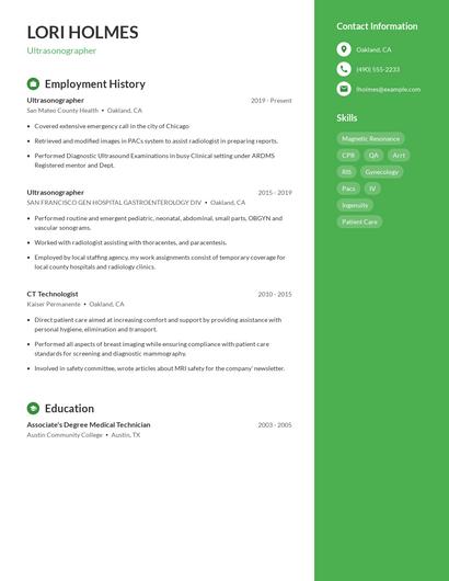 Ultrasonographer Resume