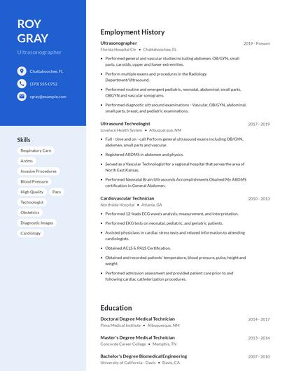 Ultrasonographer Resume