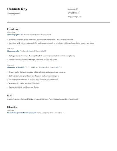 Ultrasonographer Resume