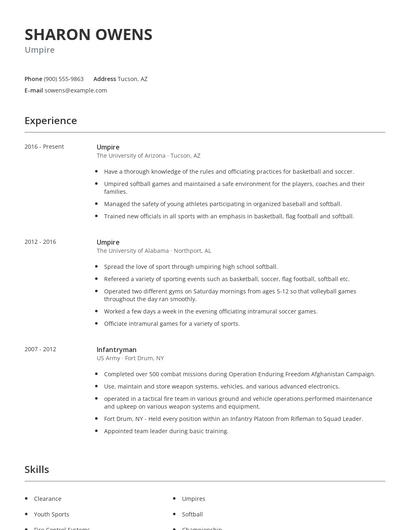 Umpire Resume