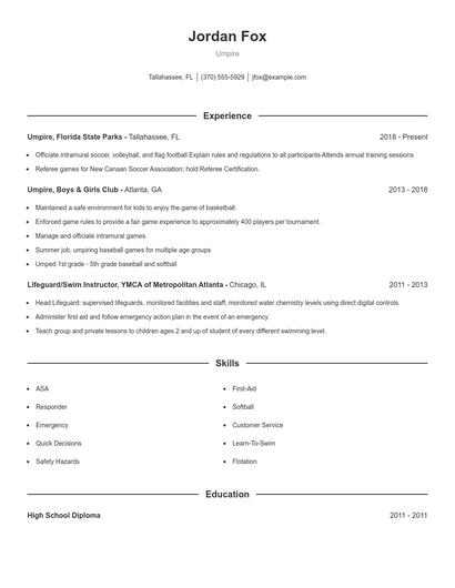 Umpire Resume