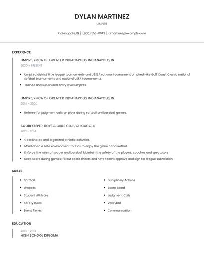 Umpire Resume