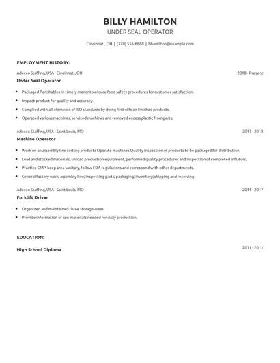 Under Seal Operator Resume