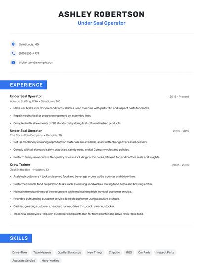 Under Seal Operator Resume