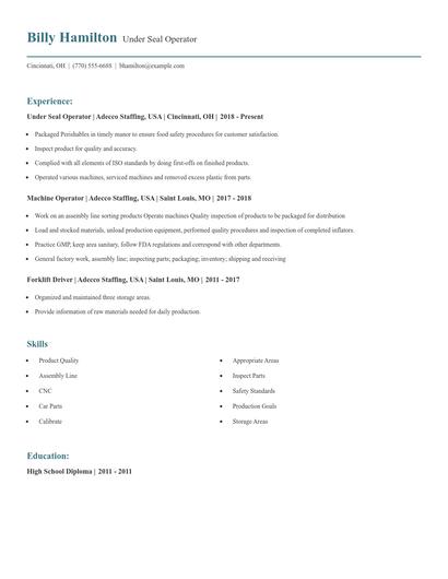 Under Seal Operator Resume