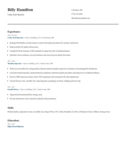 Under Seal Operator Resume