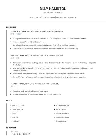 Under Seal Operator Resume