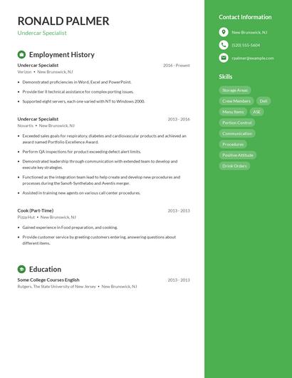 Undercar Specialist Resume