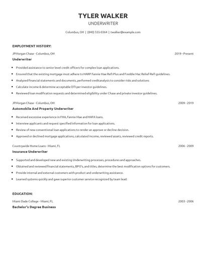 Underwriter Resume