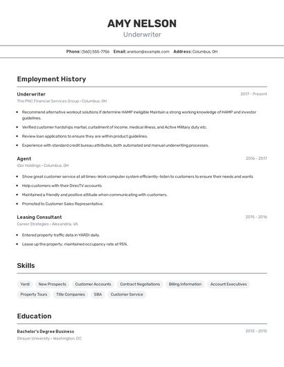 Underwriter Resume