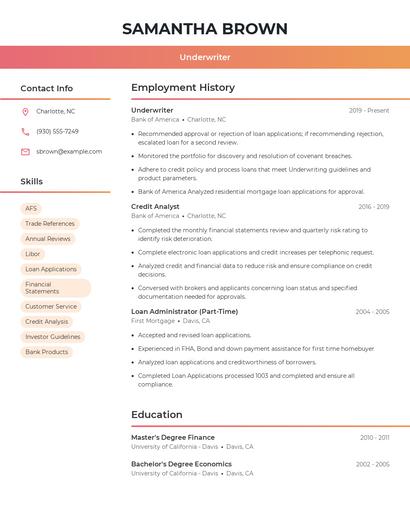 Underwriter Resume