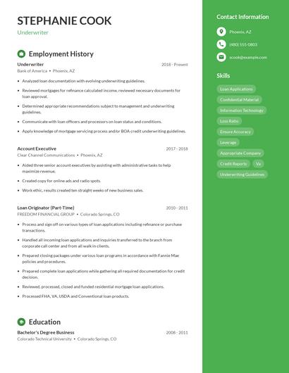 Underwriter Resume