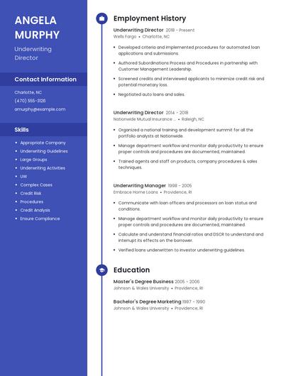 Underwriting Director Resume