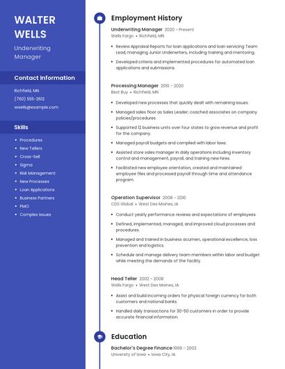 Underwriting Manager Resume