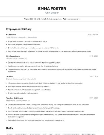 Resume example 2