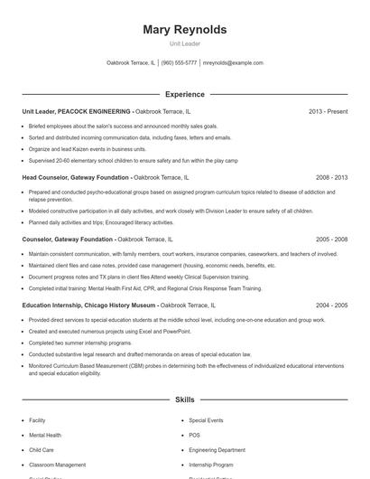 Resume example 1