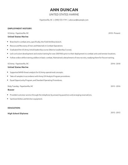 United States Marine Resume