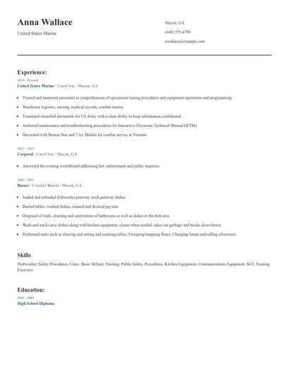 United States Marine Resume