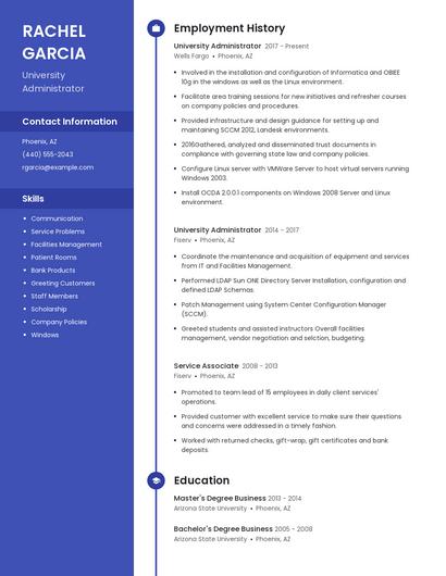 University Administrator Resume