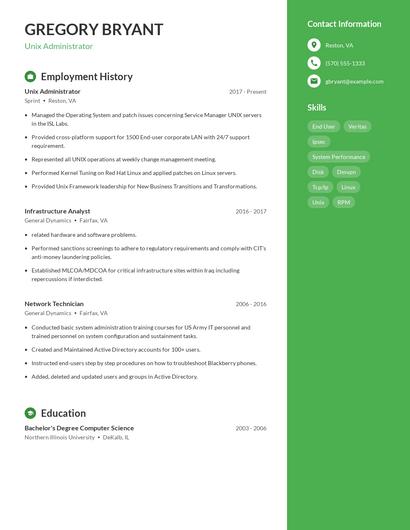 Unix Administrator Resume