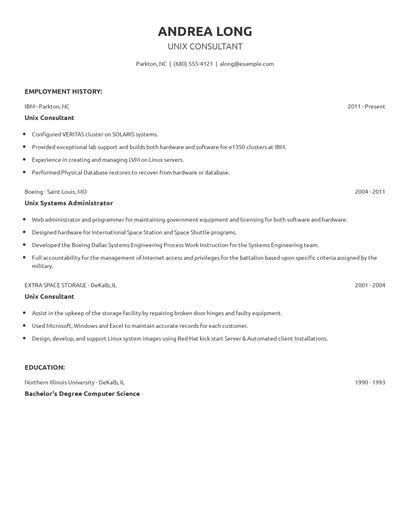 Unix Consultant Resume