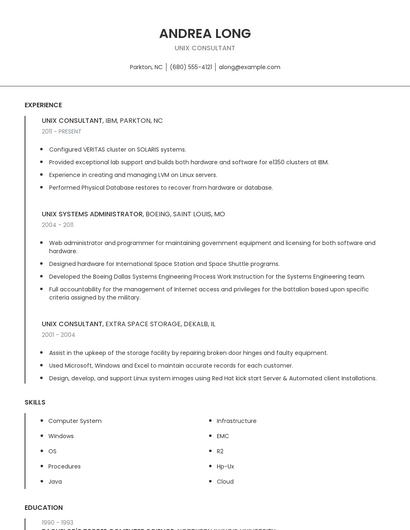 Unix Consultant Resume