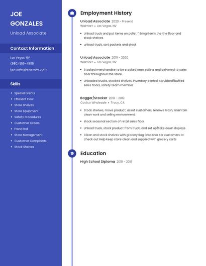 Unload Associate Resume
