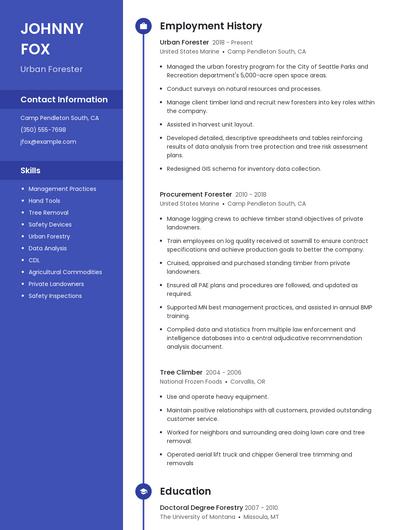 Urban Forester Resume
