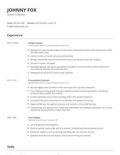 Urban Forester Resume