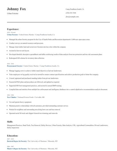 Urban Forester Resume