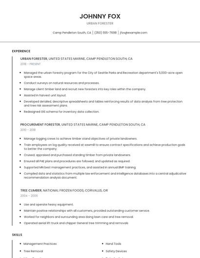Urban Forester Resume
