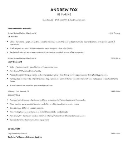 US Marine Resume