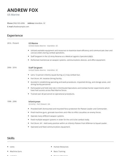 US Marine Resume