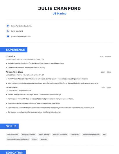 US Marine Resume