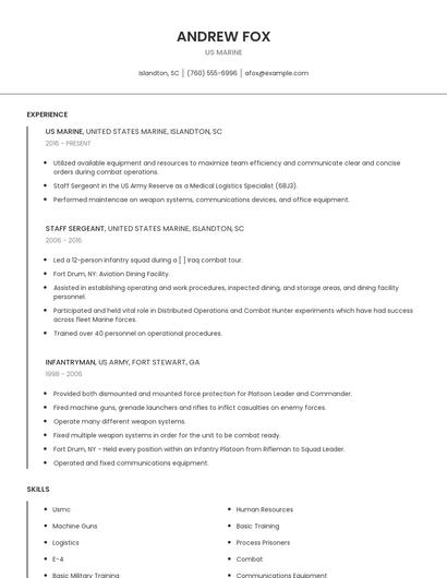 US Marine Resume