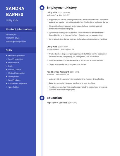 Utility Aide Resume